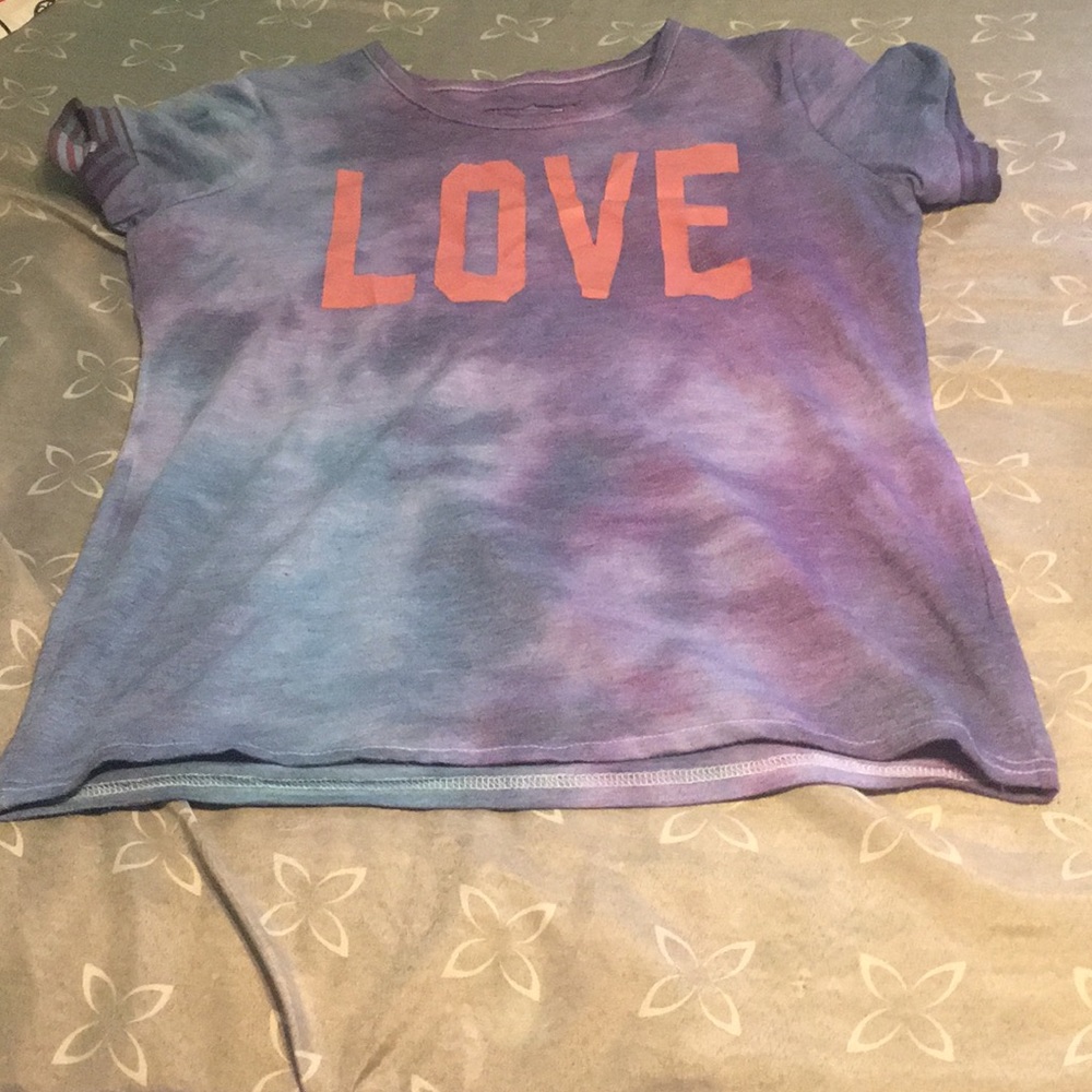 Tie dye shirt with love on it